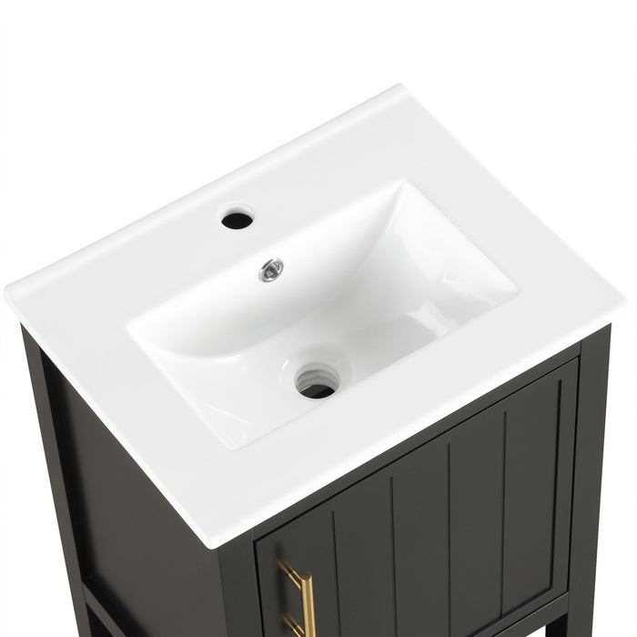 Modern Bathroom Vanity With Sink, Soft-Closing Door And Open Shelf