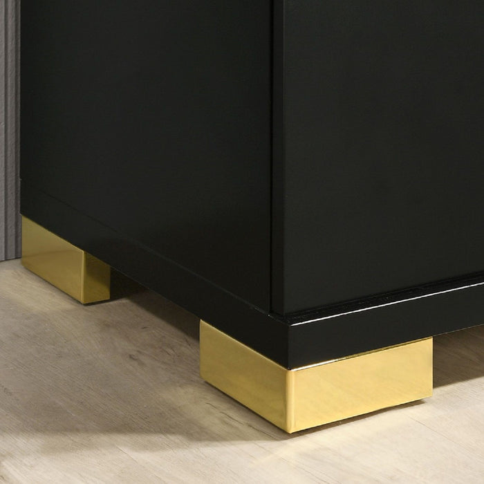 Contemporary Nightstand With 2 Drawer Storage - Black