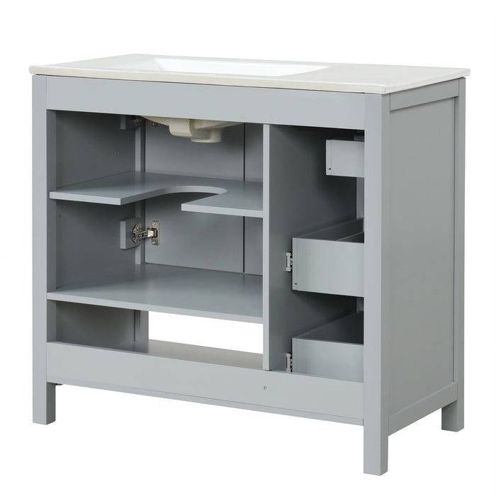 Bathroom Vanity With Sink Top, Bathroom Vanity Cabinet With 2 Doors And 2 Drawers, Open Shelf