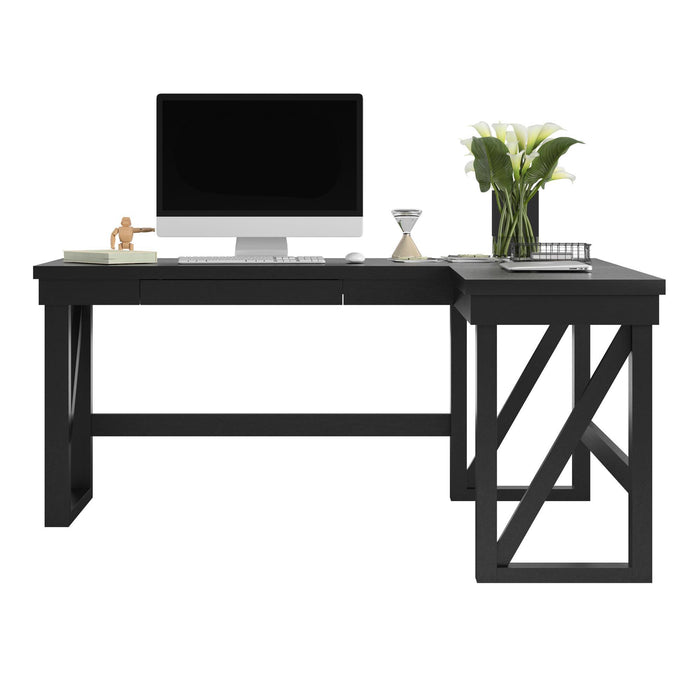 Crestwood - Lift Top L Desk - Black