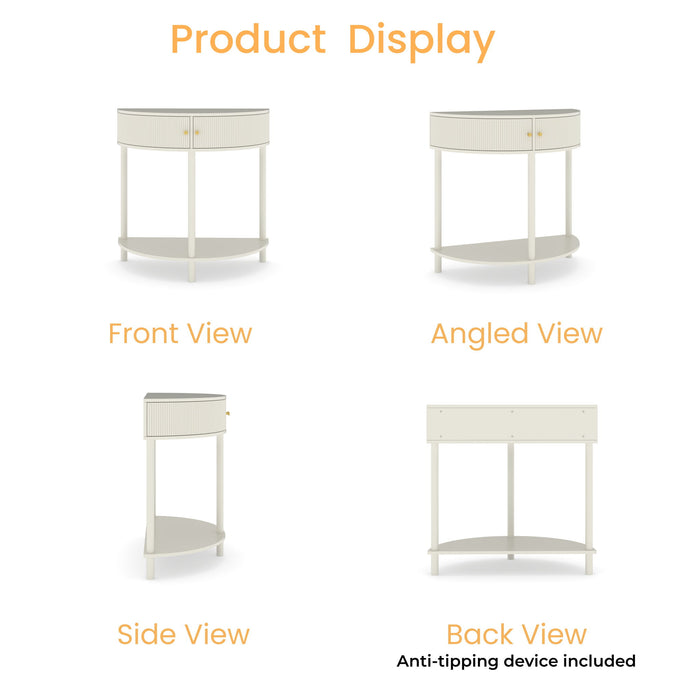 Demi Lune - Console Table With 2 Storage Drawers