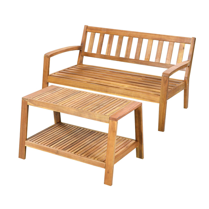 2 Piece Outdoor Conversation Set (Loveseat & Coffee Table With Water-Resistant Cushions)