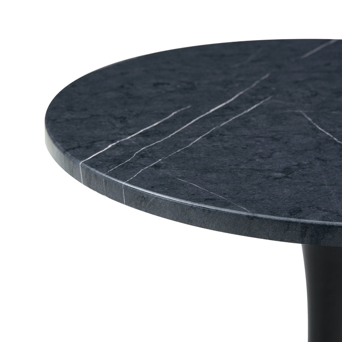Round Dining Table With Faux Marble Top And Metal Pedestal +, 23.6" Diameter For Kitchen, Living Room, Small Spaces