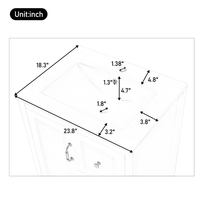 Retro Bathroom Vanity With Sink, Soft Closing Cabinet & Drawers
