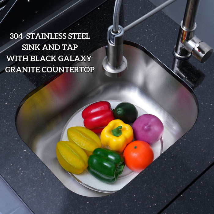 6 Burner 85, 000 Btu Outdoor Kitchen Island Grill With Wine Cooler Refrigerator, Rotisserie Kit, Granite Countertops & Sink - Black