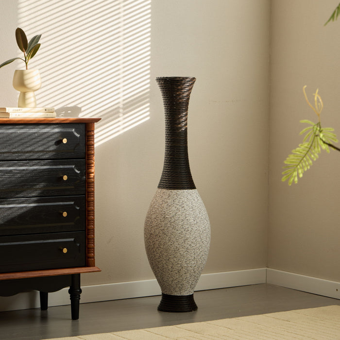 Tall Designer Floor Vase With Elegant 2 Tone
