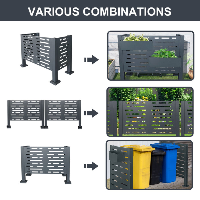 Air Conditioner Fence For Outdoor Units, Metal Privacy Fence Cover, Perfect To Conceal Air Conditioning Units, 3 Fence Panel