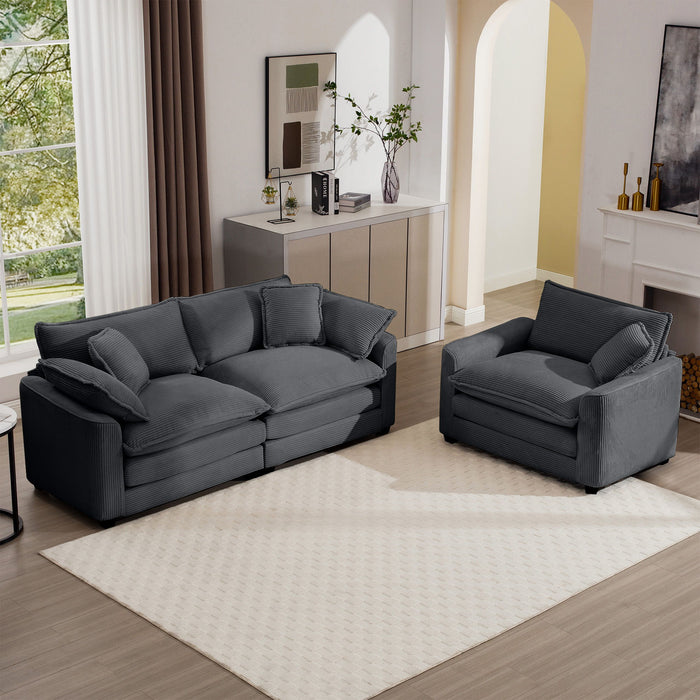 Elegant Corduroy Oversized Sectional Sofa Set With Deep Seats And Flexible Layout