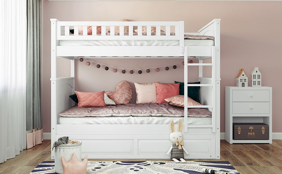 Bunk Bed With Twin Size Trundle, Guardrails