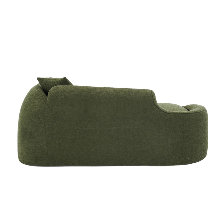 Compression Curved Chaise Longue Chair Indoor Loveseat Sofa Bed With Deep Seat And Pillow - Green