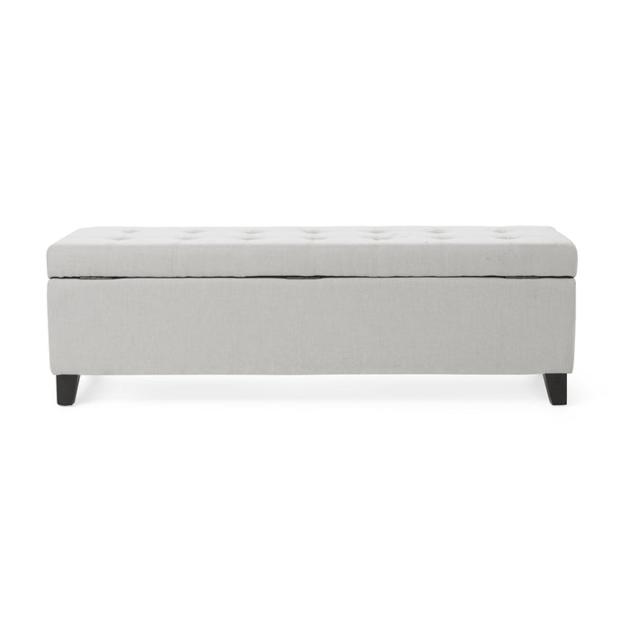 Home Mission - Upholstered Storage Ottoman Bench - Light Gray