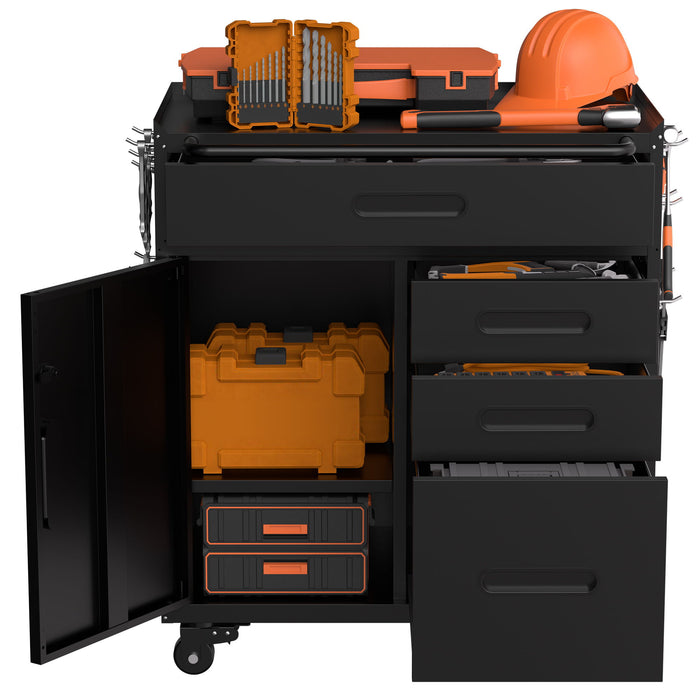 Rolling Tool Cabinet Heavy Duty Garage Storage With Lockable Doors