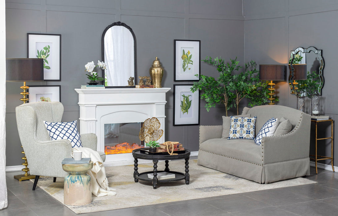 Hand Carved Rose Antique Mirror Frame, Wood Arch Mirror Wall Decor For Living Room