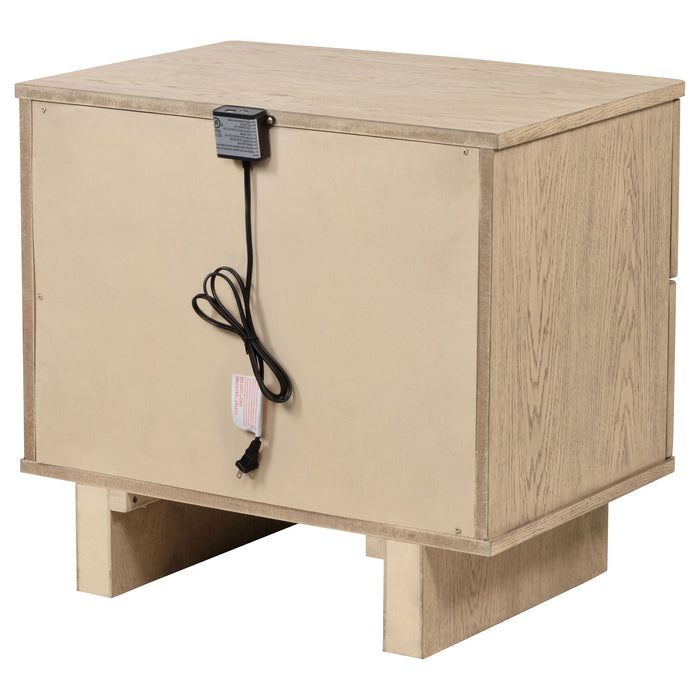 Kimpton - 2 Drawer Nightstand With USB Charging Ports - Beige