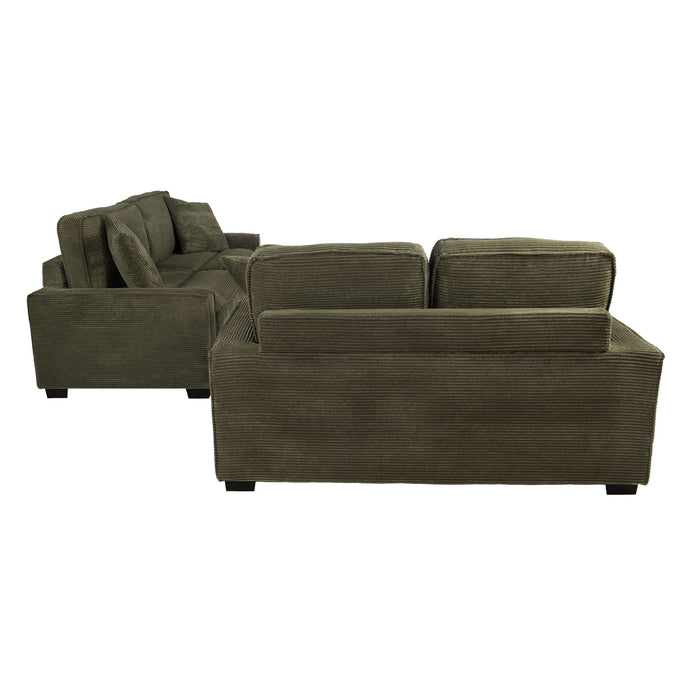 Sofa & Loveseat 2 Piece Set With Accent Pillows - Forest Green