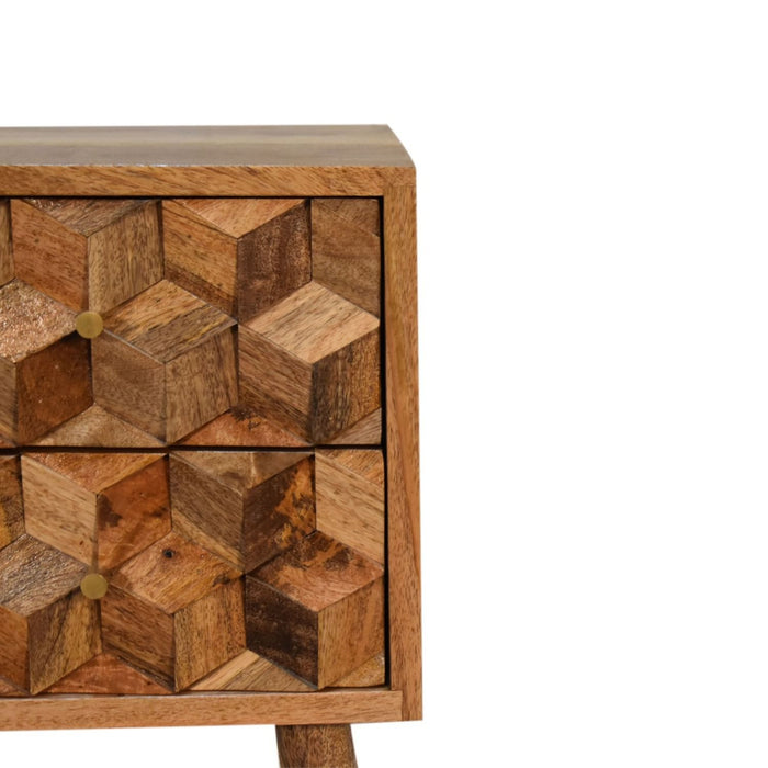 Mini Cube Carved 2 Drawer Nightstand