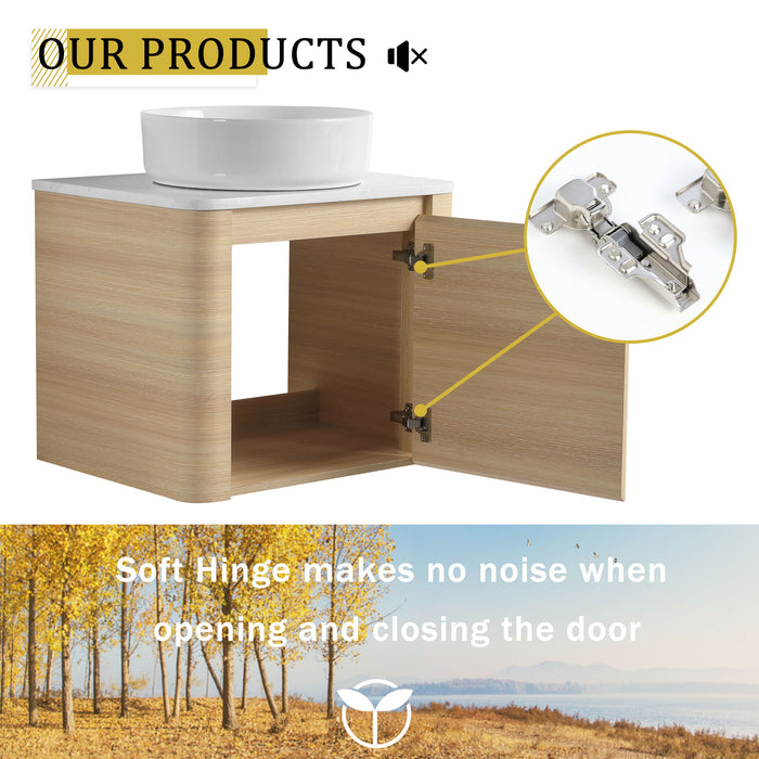 Mounted Bathroom Vanity With Art Sink, 1 Storage Shelf, Soft Close Door