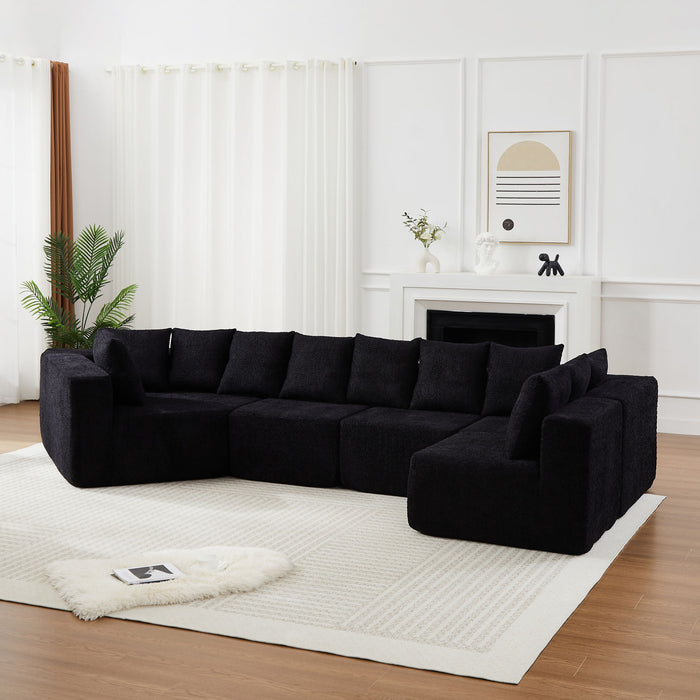 L - Shaped Modular Sofa With Deep Seat And 11 Pillows