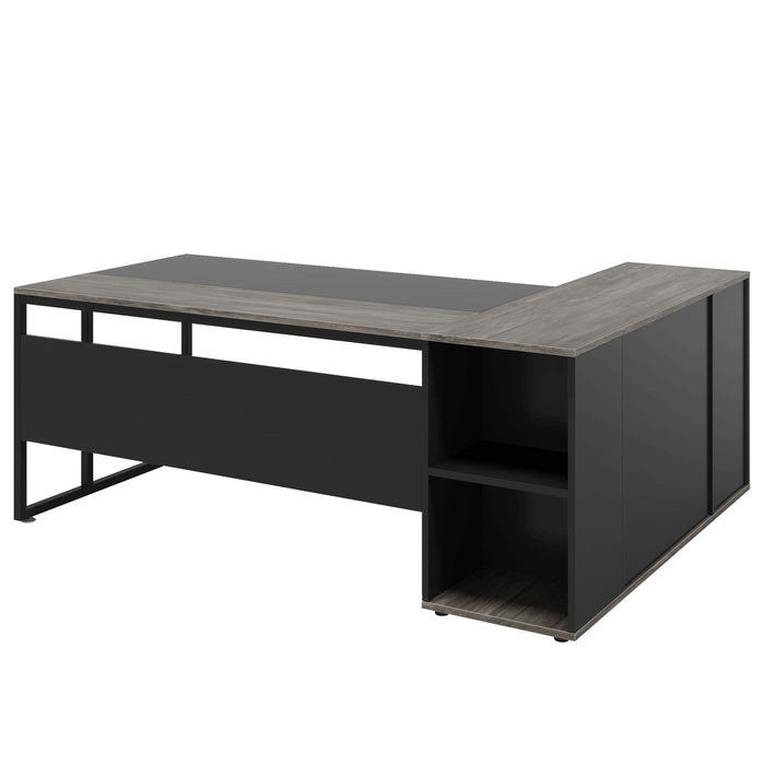 L-Shaped Executive Desk With Cabinet Storage