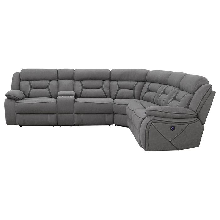 Barton - Upholstered Power Reclining Sectional Sofa - Gray