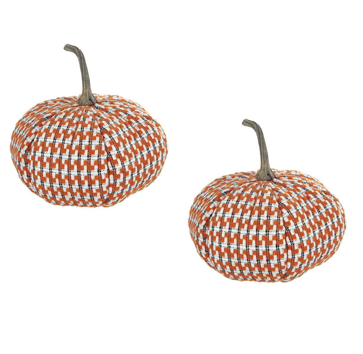 Pumpkin Ornament Decor For Holiday Harvest Festival Fall Festival & Thanksgiving (Set of 2) - Orange Multi