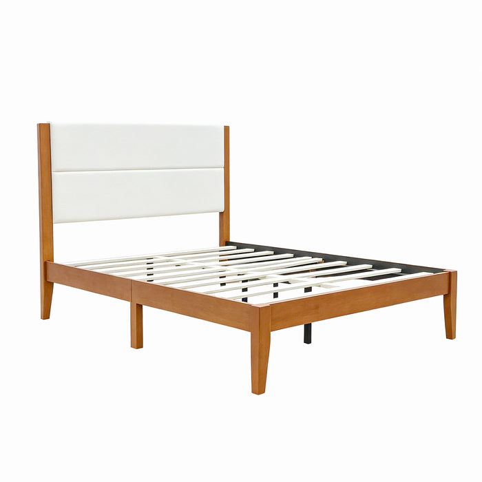 Platform Bed Frame With Upholstered Headboard, Slat Support