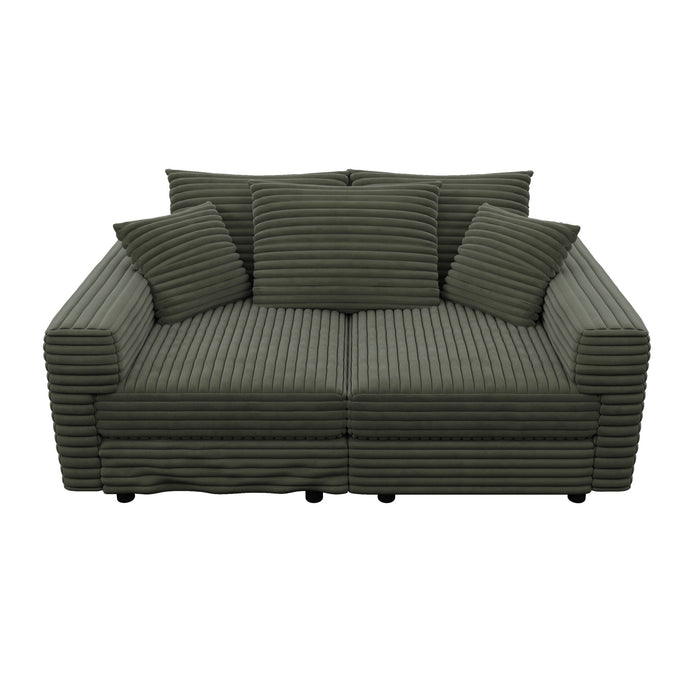 Convertible Deep Seat Sofa With Soft Pillows And Ottomans