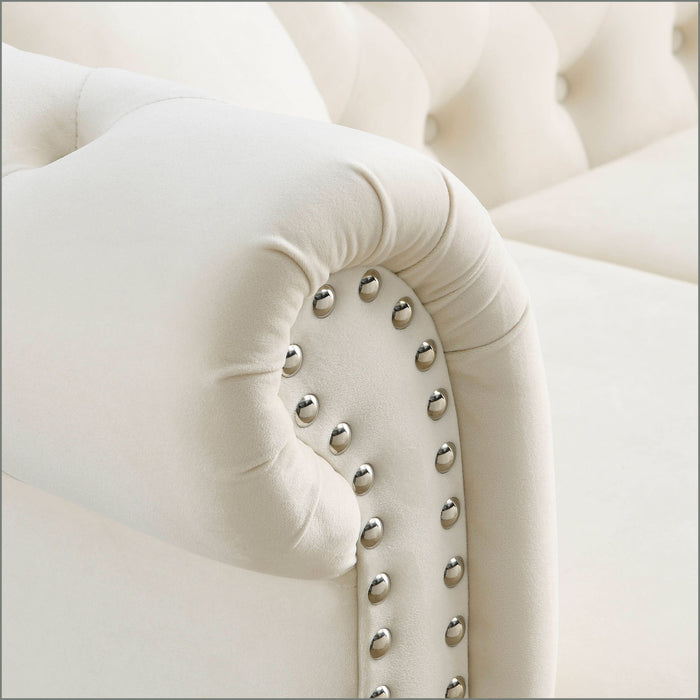 Chesterfield Sofa With Rolled Arms And Nailhead Trim