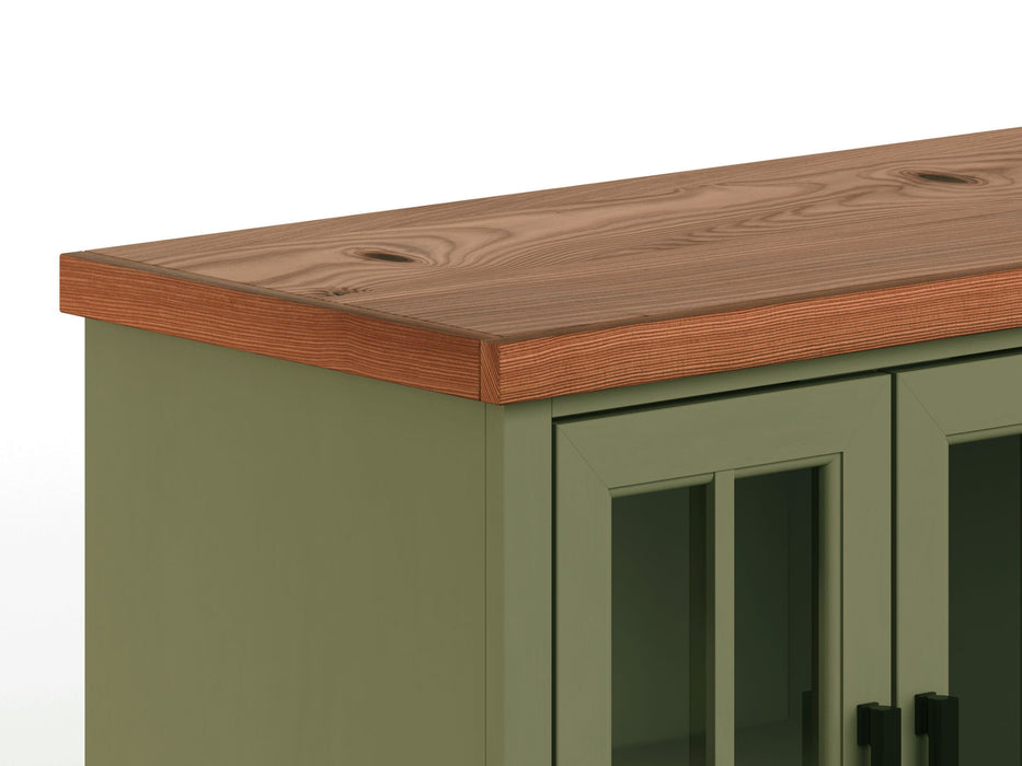 97" Fireplace TV Stand Console For TVs Up To 100" - Sage Green And Fruitwood Finish