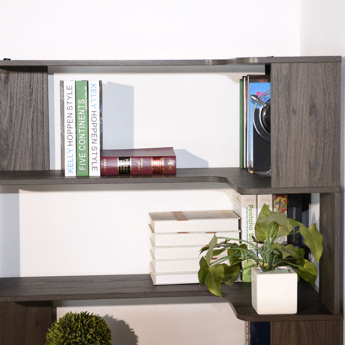 Freestanding Corner Bookshelf For Living Room - Dark Brown