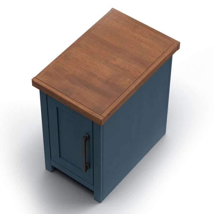 Chairside Table - Blue Denim / Whiskey - Wood