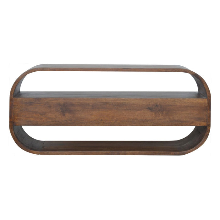 Curved Edge Media Unit With 2 Drawers - Chestnut