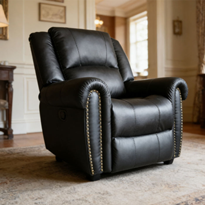 Electric Elderly Chair With 360° Swivel, Manual Button Control, Soft Plush Armchair For Living Room - Black