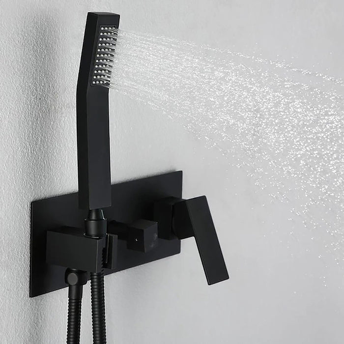 Brass Shower System With 10" Rainfall Shower Head And Handheld Sprayer - Matte Black