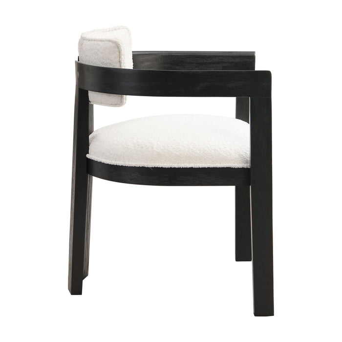 Modern Boucle Fabric Dining Chair With Armrest