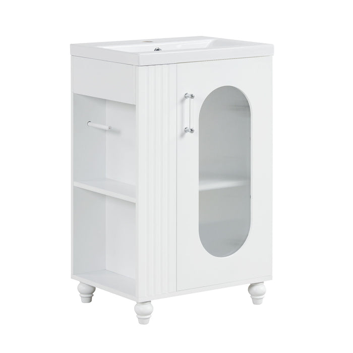 Modern Bathroom Vanity With Sink, Adjustable 2 Tier Shelf