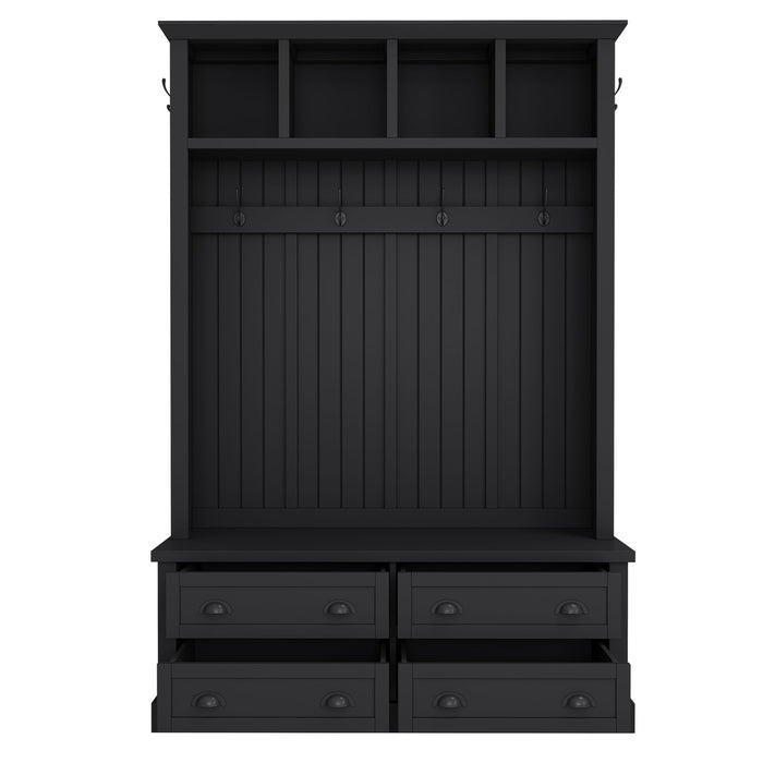 Hall Tree With 4 Drawers, Coat Rack With 6 Hooks
