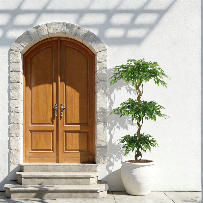 Artificial Ficus Tree With Pot For Home Decor Indoor Plant - Green