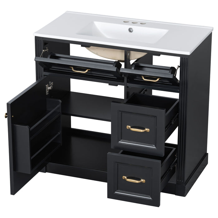 Modern Bathroom Vanity With Sink, 4 Drawers, Soft-Close Door, Adjustable Shelf
