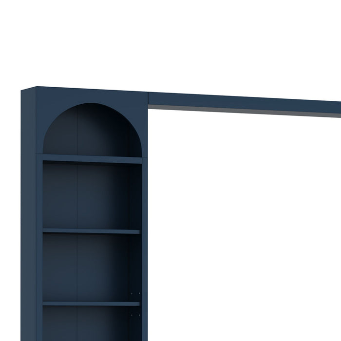 Arched Entertainment Center Wall Unit With 6 Drawers, Large TV Stand With Bookshelves