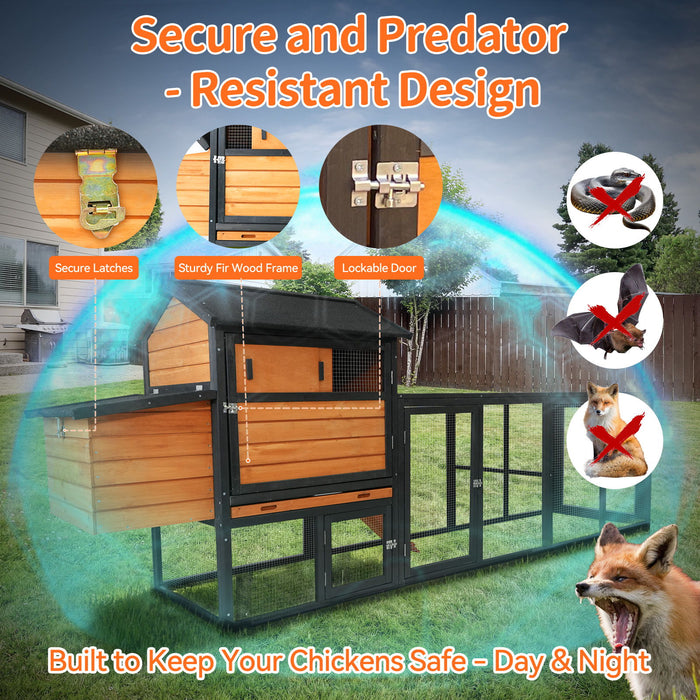Large Outdoor Hen House With Run And Nesting Box Poultry Cage