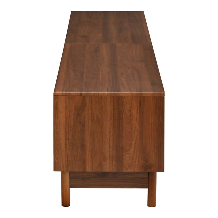 TV Stand With LED Lights And Glass Drawers For Living Room - Walnut