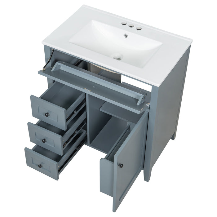 Bathroom Vanity With Sink, 3 Drawers And Adjustable Shelf, Freestanding Storage Unit