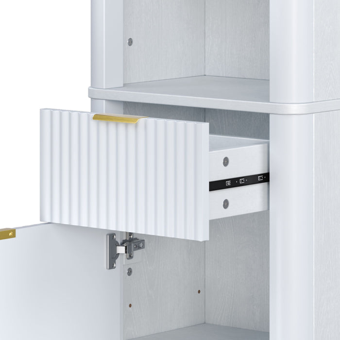 Tall Bathroom Storage Cabinet With Adjustable Shelves And 1 Drawer & Door