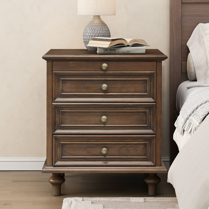 Farmhouse Nightstand With 4 Drawers