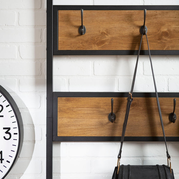 Rustic X-Back Hall Tree With Bench