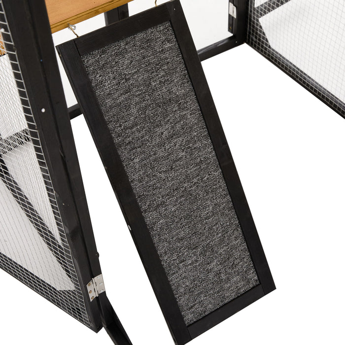 Outdoor Cat Enclosure With Sleeping Houses, Jumping Platforms, Scratching Post