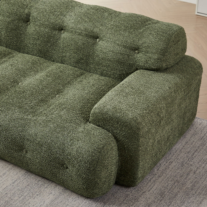 Cloud Series Minimalist Button Tufted Square Arm 3 Seater Sofa