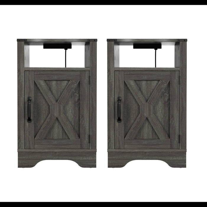 Farmhouse Nightstand, Charging Station & Storage