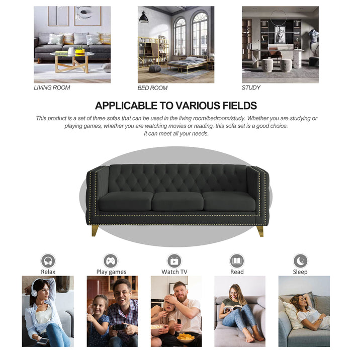 Modern Sofa With Button Tufting, Upholstered Couch For Living Room